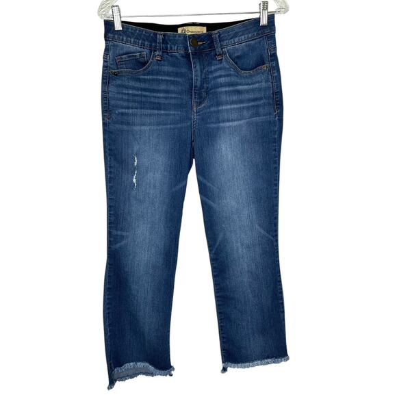 Democracy "Ab" Technology Dark Wash Frayed Hem Straight Leg Cropped Jeans - Picture 1 of 7